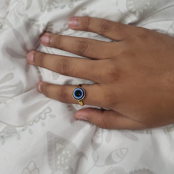 Evil Eye Womens Mens Stainless Steel Gold Eyeball Rings Turkey size 9 - Picture 5 of 7